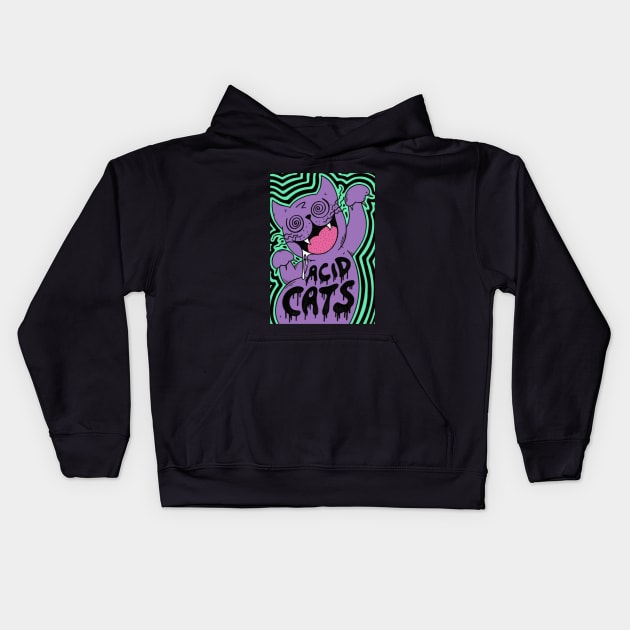 Acid cat Kids Hoodie by aisyahks